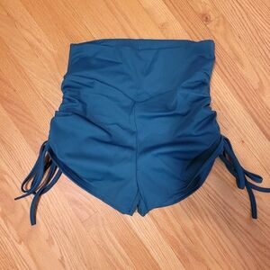 Lunalae High Waisted Drawstring Shorts - Teal